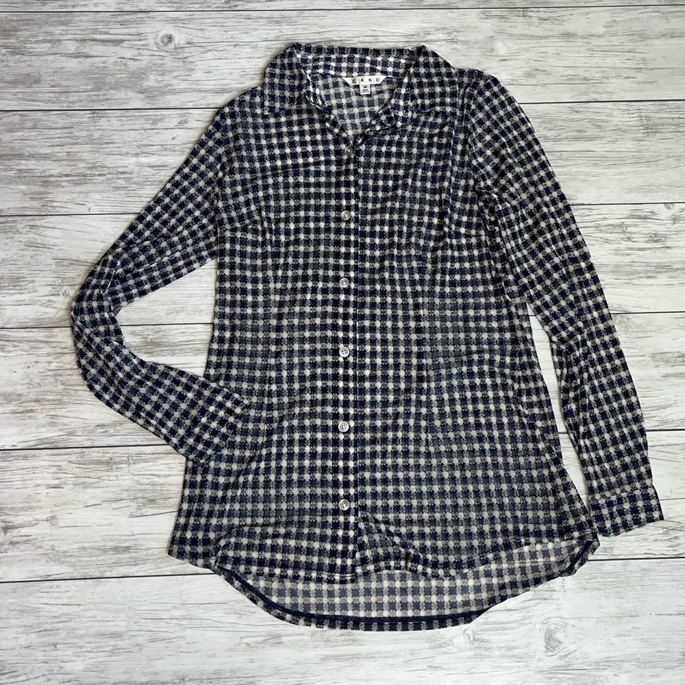 Cabi Blue Sheer Button Up Top Size M